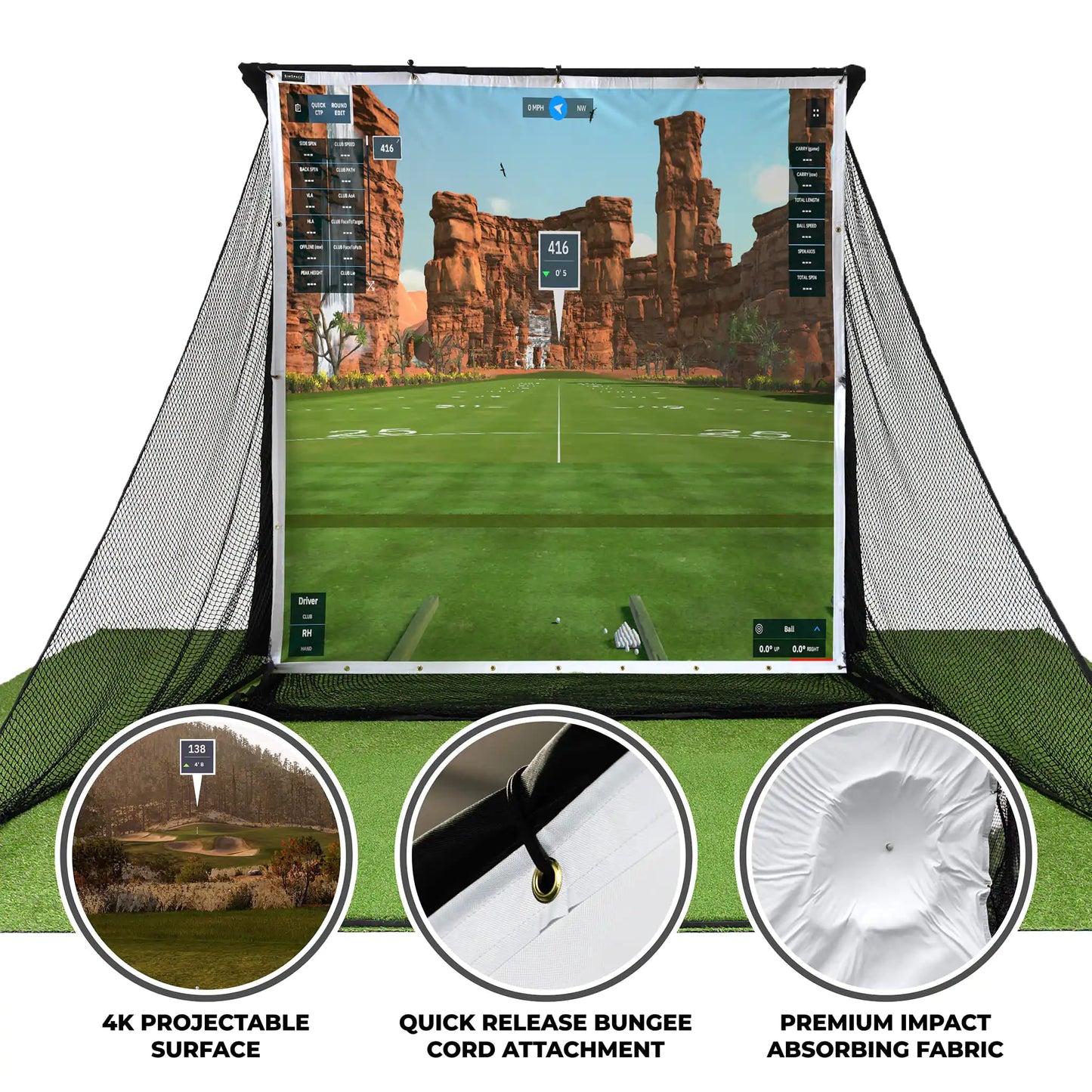 SimSpace Deluxe Home Driving Net Impact Screen & 20 Bungee Cords