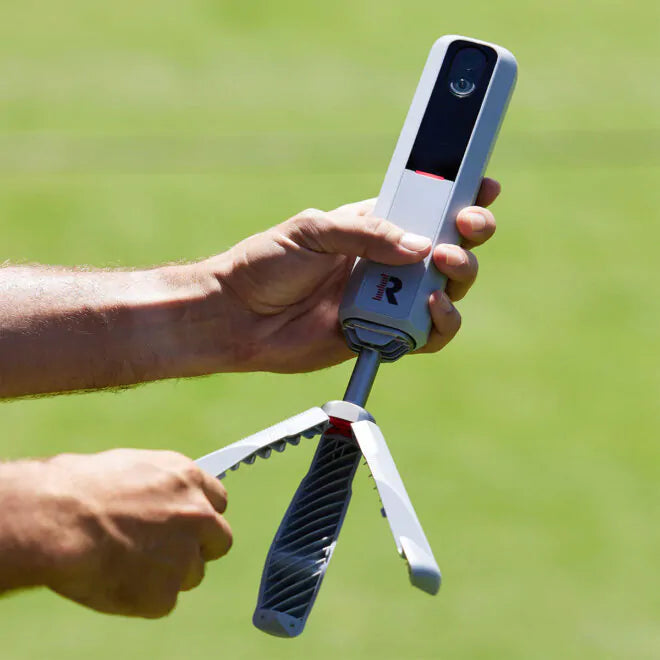 Rapsodo MLM2Pro golf launch monitor positioned behind golfer during practice