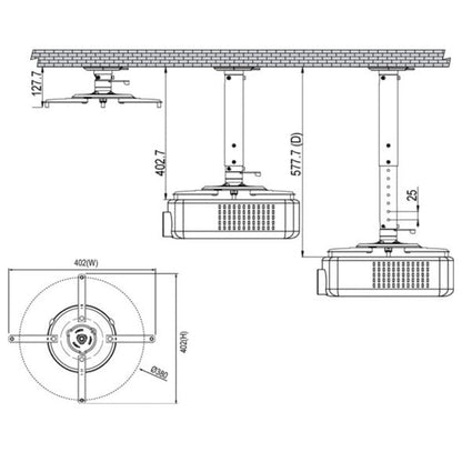 PXL Universal Projector Mount PCM128EXT (Fixed and Adjustable drops)
