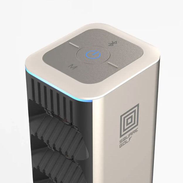 Square Golf Omni Launch Monitor used in indoor golf simulator practice